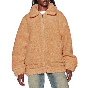 I Am Gia Pixie Faux Teddy Sherpa Oversized Caramel Tan Coat XS cottage cozy